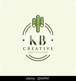 KB Anfangsbuchstabe Green Cactus Logo Vorlage Vektor Stock Vektor