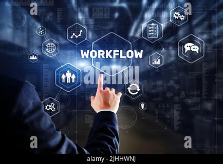 Workflow Repeatability Systematisation Buisness Prozess. Business Technology Internet Stockfoto