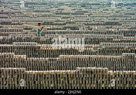 Brickfield in Natore, Bangladesch Stockfoto