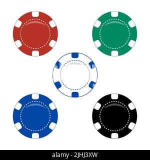 Casino-Chips-Symbol auf weißem Hintergrund isoliert. Vektorgrafik Stock Vektor