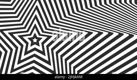 Abstraktes hypnotisches Muster aus schwarzen und weißen Linien. Optische Täuschung. Op Art-Illustration. Stock Vektor