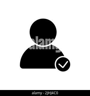 Profil genehmigt Vektor-Symbol auf weißem Hintergrund isoliert. Markierungszeichenvektor prüfen Stock Vektor