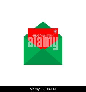 Umschlag mit Grußkarte. Frohe Weihnachten. Vektorgrafik Stock Vektor