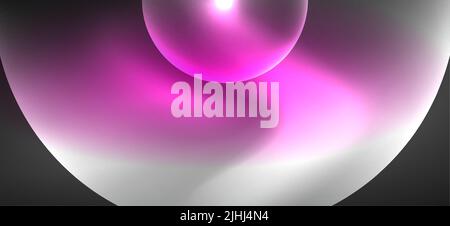 Abstrakter Hintergrund mit Neon-Lichteffekten. Runde Formen, Dreiecke und Kreise. Wallpaper für Konzept der KI-Technologie, Blockchain, Kommunik Stock Vektor