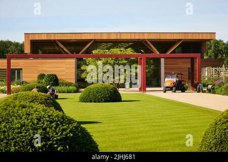 RHS Bridgewater in Worsley, Salford. Das Welcome Building Stockfoto