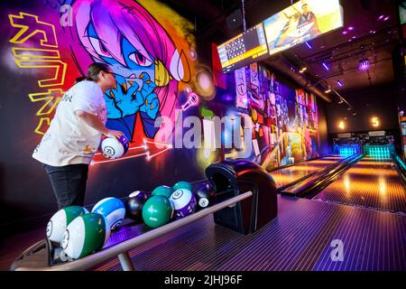 Stockport Light Cinema in der Bowlingbahn von Redrock Stockfoto