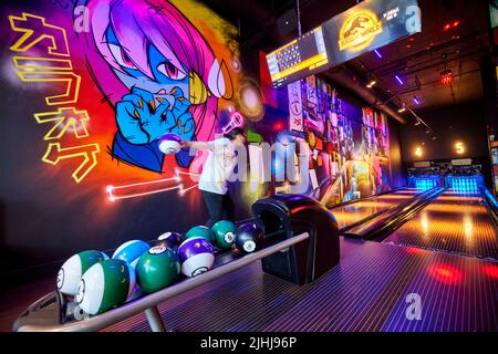 Stockport Light Cinema in der Bowlingbahn von Redrock Stockfoto