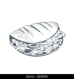 Taco mit Fleisch, verschiedenen Füllungen und Sauce Stock Vektor