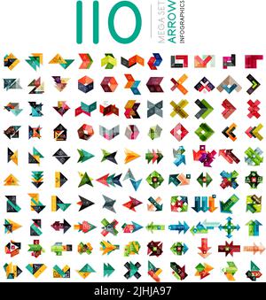 Pfeil Infografik Vorlagen Mega Kollektion - 110 Designs. Für Banner, Unternehmenshintergründe, Präsentationen Stock Vektor