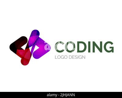 Abstraktes Code Icon Logo Design aus Farbstücken - Verschiedene geometrische Formen Stock Vektor