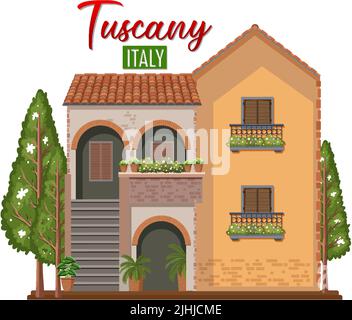 Tuscany Italy Landmark Logo Banner Illustration Stock Vektor