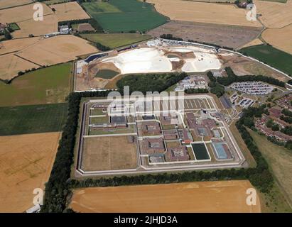 Luftaufnahme der maximalen Sicherheit HMP Full Sutton, mit der neuen angrenzenden Erweiterung Entwicklung beginnt, jenseits zu bauen, in der Nähe von York Stockfoto