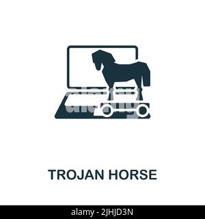 Symbol „Trojanisches Pferd“. Monochromes einfaches Cybercrime-Symbol für Vorlagen, Webdesign und Infografiken Stock Vektor