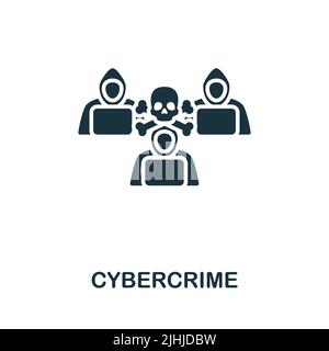 Symbol für Internetkriminalität. Monochromes einfaches Cybercrime-Symbol für Vorlagen, Webdesign und Infografiken Stock Vektor