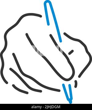 Hand Mit Stiftsymbol. Editierbare Fett Formatigte Kontur Mit Farbfüllungsdesign. Vektorgrafik. Stock Vektor