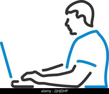 Symbol „Writer At The Work“. Editierbare Fett Formatigte Kontur Mit Farbfüllungsdesign. Vektorgrafik. Stock Vektor