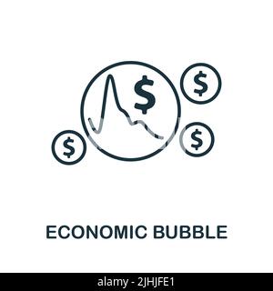 Symbol für Wirtschaftsblase. Monochrom einfache Linie Wirtschaftskrise Symbol für Vorlagen, Web-Design und Infografiken Stock Vektor