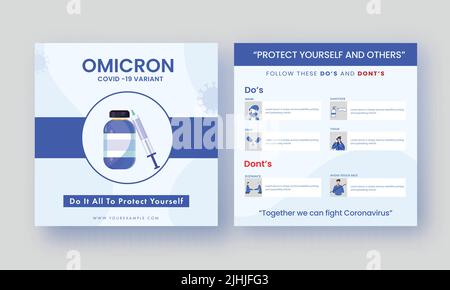Covid-19 Omicron Variant Posts Or Template Layout For Advertising. Stock Vektor