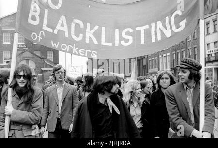 protestmarsch der Studenten, Liverpool, Großbritannien. 1970 Stockfoto