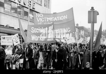 protestmarsch der Studenten, Liverpool, Großbritannien. 1970 Stockfoto