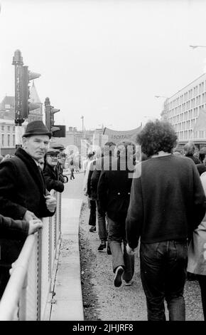 protestmarsch der Studenten, Liverpool, Großbritannien. 1970 Stockfoto