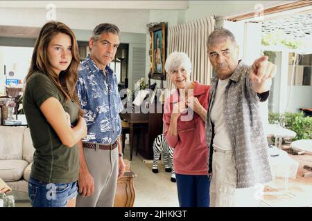 SHAILENE WOODLEY, GEORGE CLOONEY, Barbara L. SOUTHERN, Robert Forster, die nachkommen, 2011 Stockfoto