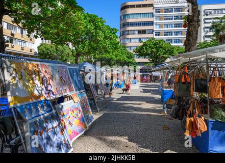 Feira Hippie de Ipanema (Hippie-Messe oder Hippie-Markt), Praça General Osório, Ipanema, Rio de Janeiro, Brasilien Stockfoto