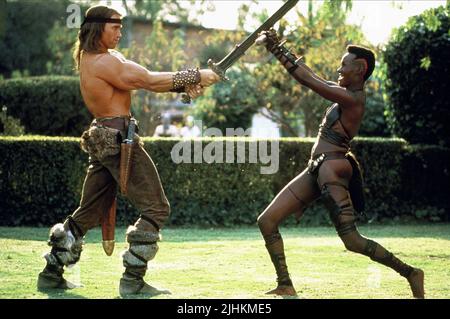 ARNOLD SCHWARZENEGGER, Grace Jones, Conan der Zerstörer, 1984 Stockfoto
