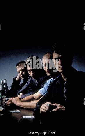 JASON FLEMYNG, DEXTER FLETCHER, Jason Statham, NICK MORAN, LOCK STOCK UND ZWEI RAUCHEN Fässer, 1998 Stockfoto