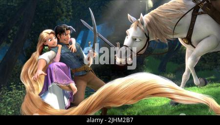 RAPUNZEL, Flynn Rider, MAXIMUS, verwirrte, 2010 Stockfoto