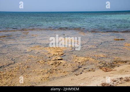 Strandlandschaft in Pescoluse, auch bekannt als Salento Maldives, in der Region Apulien, Italien Stockfoto
