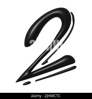 Schwarze einzigartige kalligraphische Nummer ZWEI 2 Stockfoto