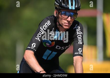 Der Franzose Romain Bardet vom Team DSM, aufgenommen während der sechzehnten Etappe des Radrennens der Tour de France, von Carcassonne nach Foix (179km), Frankreich, am Dienstag, den 19. Juli 2022. Die diesjährige Tour de France findet vom 01. Bis 24. Juli 2022 statt. BELGA FOTO DAVID STOCKMAN - UK OUT Stockfoto