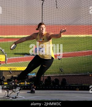 Eugene,, 18. Juli 2022 Kristin Pudenz (GER) bei den Leichtathletik-Weltmeisterschaften im Hayward Field Eugene USA am 18 2022. Juli in Aktion gesehen Alamy Live News Stockfoto