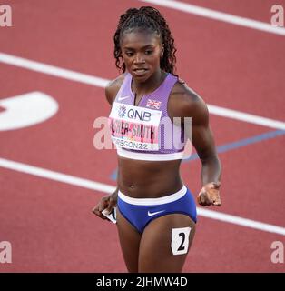 Eugene,, 18 Jul 2022 T Dina Asher-Smith (GBR) in Aktion während der Leichtathletik-Weltmeisterschaften im Hayward Field Eugene USA am 18 2022. Juli Alamy Live News Stockfoto