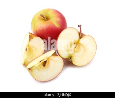 Rote Äpfel auf einem weißen Hintergrund isoliert Stockfoto