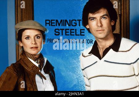 STEPHANIE ZIMBALIST, PIERCE BROSNAN, Remington Steele, 1982 Stockfoto