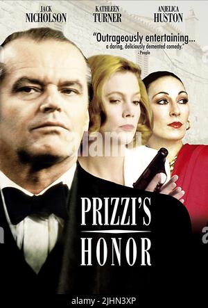 JACK NICHOLSON, Kathleen Turner, Anjelica Huston UK POSTER, PRIZZI's Ehre, 1985 Stockfoto