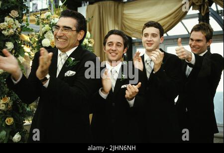 EUGENE LEVY, THOMAS IAN NICHOLAS, Eddie Kaye Thomas, Seann William Scott, amerikanischen Hochzeit, 2003 Stockfoto