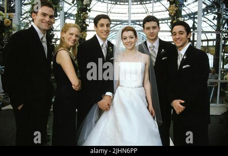 SEANN WILLIAM SCOTT, JANUARY JONES, Jason Biggs, Alyson Hannigan, Eddie Kaye Thomas, THOMAS IAN NICHOLAS, amerikanischen Hochzeit, 2003 Stockfoto