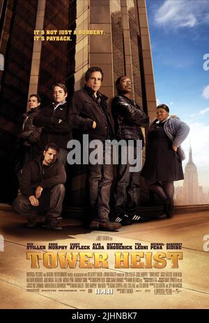 CASEY AFFLECK, MICHAEL PENA, Matthew Broderick, Ben Stiller, EDDIE MURPHY, GABOUREY SIDIBE POSTER, TOWER HEIST, 2011 Stockfoto