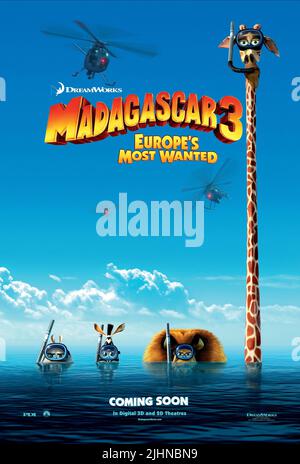 GLORIA, Marty, ALEX, MELMAN, Madagaskar 3:'s Most Wanted, 2012 EUROPA Stockfoto