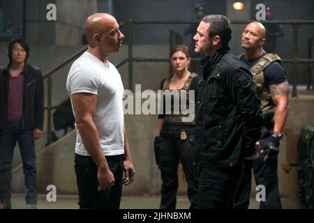 SUNG KANG, VIN DIESEL, LUKE EVANS, Dwayne Johnson, schnell und wütend 6, 2013 Stockfoto