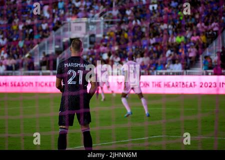 Fort Lauderdale, FL, USA. 19.. Juli 2022. 21 Nick Marsman G Inter Miami CF beim internationalen Freundschaftsspiel zwischen Inter Miami CF und FC Barcelona im DRV Pink Stadium in Florida, USA. Kredit: Yaroslav Sabitov/YES Market Media/Alamy Live Nachrichten Stockfoto