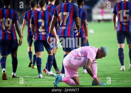 Fort Lauderdale, FL, USA. 19.. Juli 2022. FC Barcelona und 11 Ariel Lassiter F Inter Miami CF beim internationalen Freundschaftsspiel zwischen Inter Miami CF und FC Barcelona im DRV Pink Stadium in Florida, USA. Kredit: Yaroslav Sabitov/YES Market Media/Alamy Live Nachrichten Stockfoto