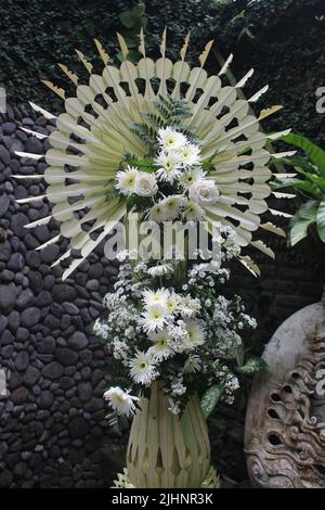 Yogyakarta, Indonesien, Janur Dekoration, aus Kokosnussblatt, für Dekoration bei der javanesischen Hochzeitszeremonie Stockfoto
