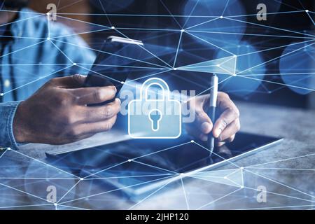 Cyber-Sicherheit Für Computer. Symbol Für Die Digitale Informationssperre Stockfoto