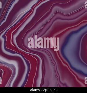 Abstrakte Textur eines geschliffenen Steines. Marmoreffekt. Verschwommene Rot- und Blautöne. Stockfoto