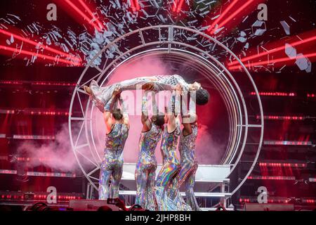 AUSTIN, TX - 19. JULI: Angeria tritt während des RuPaul's Drag Race Werq the World Tour 2022 bei ACL Live am 19. Juli 2022 in Austin, Texas, auf der Bühne auf.(Foto von Maggie Boyd/SipaUSA) Quelle: SIPA USA/Alamy Live News Stockfoto