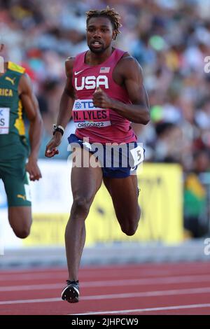 Hayward Field, Eugene, Oregon, USA. 19.. Juli 2022. Noah Lyles (USA), 19. JULI 2022 - Leichtathletik : IAAF World Championships Oregon 2022 Männer-Halbfinale 200m im Hayward Field, Eugene, Oregon, USA. Quelle: Yohei Osada/AFLO SPORT/Alamy Live News Stockfoto